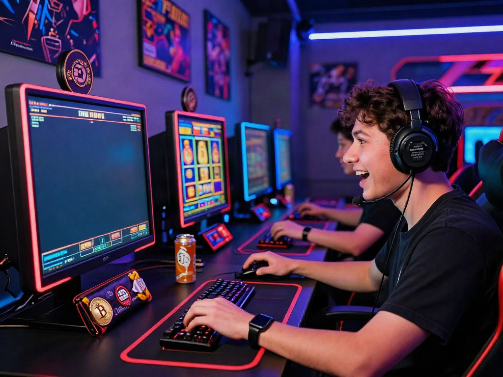 Player enjoying Crypto Casino Canada Fast Withdrawls in a vibrant gaming setup