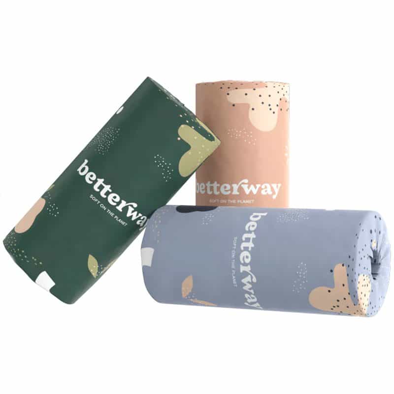 3 rolls of Betterway bamboo paper towels in company packaging